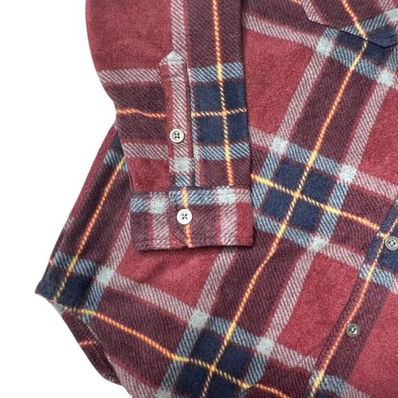 Freedom Foundry Men's Plaid Fleece Button Down Shirt Large Burgundy - Picture 5 of 9